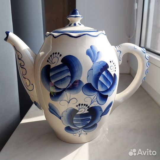 Советская посуда, Гжель, большой чайник