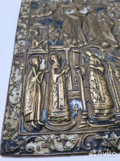 Икона меднолитая Покров Пресвятой Богородицы