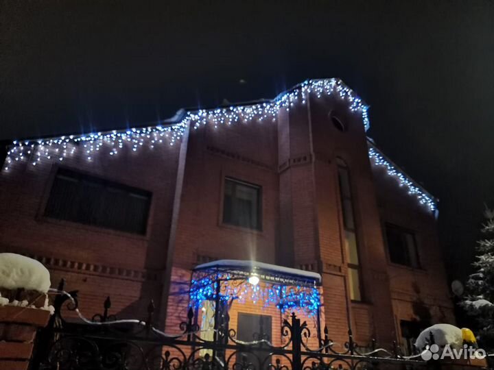 Украшение гирляндами. Новогоднее оформление домов