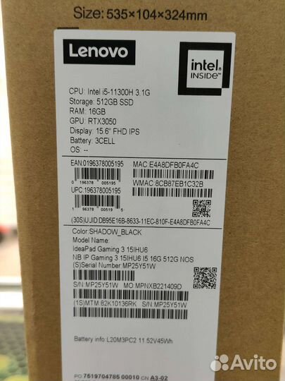 Мощный игровой ноутбук lenovo rtx 3050 16gb i5 11