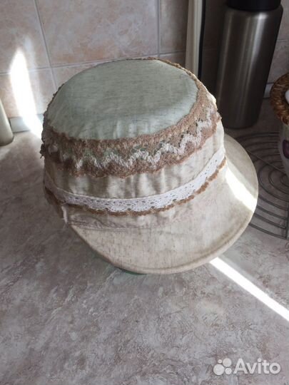 Шляпка летняя /ткань лен/ б/ у размер 57-58