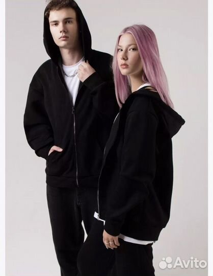 Черная зип худи