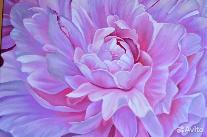 Картина маслом Пион макро холст 50х40 см