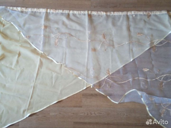 Шторы прямые, на кухню, тюль