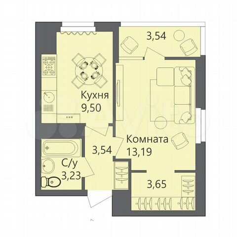 1-к. квартира, 34,9 м², 4/10 эт.