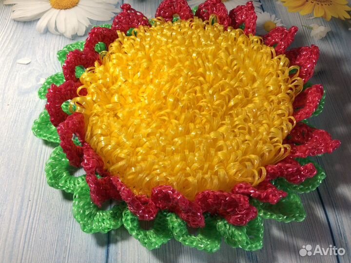 Круглые мочалки «Подсолнух и цветок»
