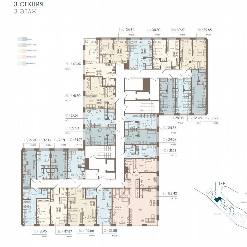 1-к. апартаменты, 41,8 м², 3/8 эт.