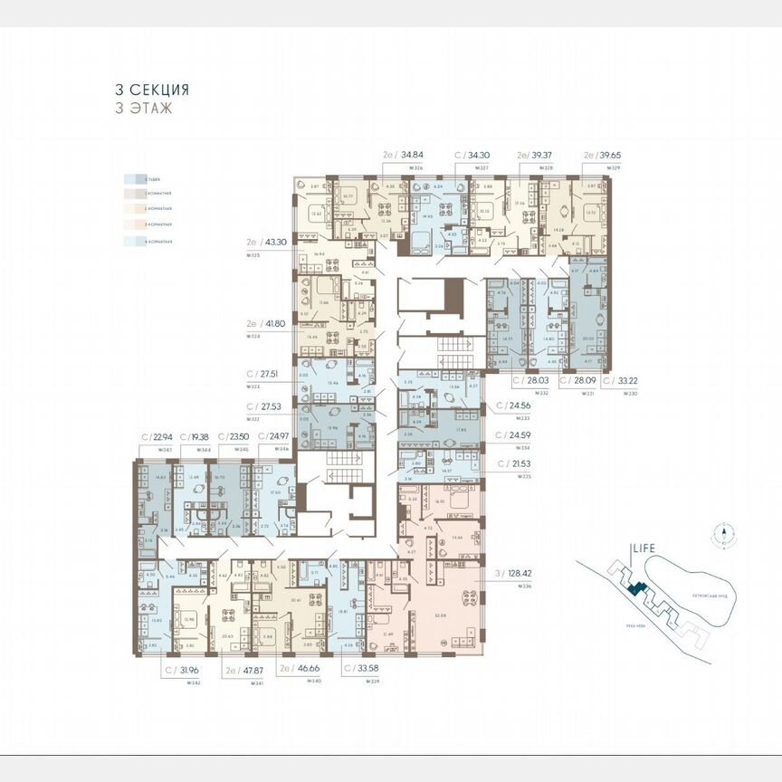 1-к. апартаменты, 41,8 м², 3/8 эт.