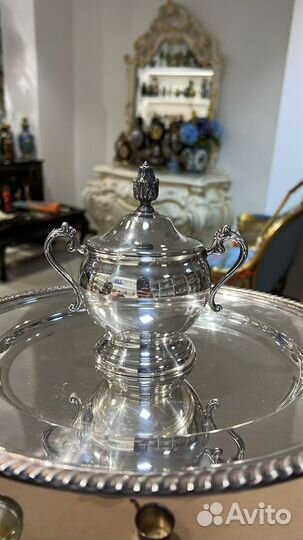 Чайник сахарница молочник, посеребрение винтаж