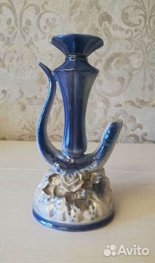 Подсвечник керамика под гжель