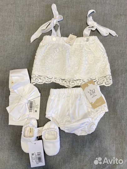 Комплект: Топ, трусики, бант, моксы, 80 размер