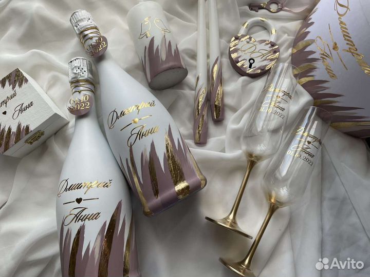 Свадебные бутылки, шампанское свадебное, свадебный