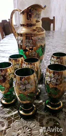 Графин со стаканами богемия чешская