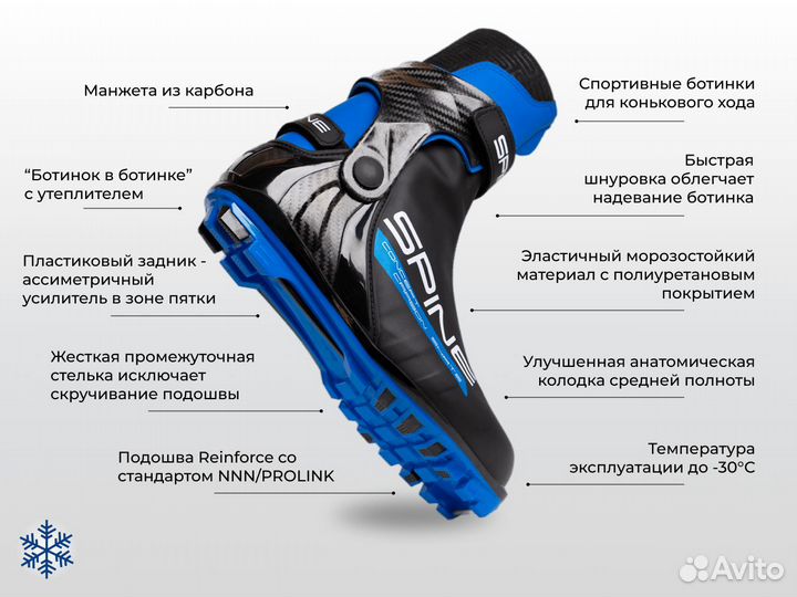 Ботинки лыжные Spine Concept Carbon Skate 298 NNN