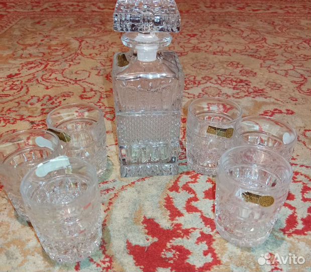 Новый Набор для виски 7 предметов. Crystal Bohemia
