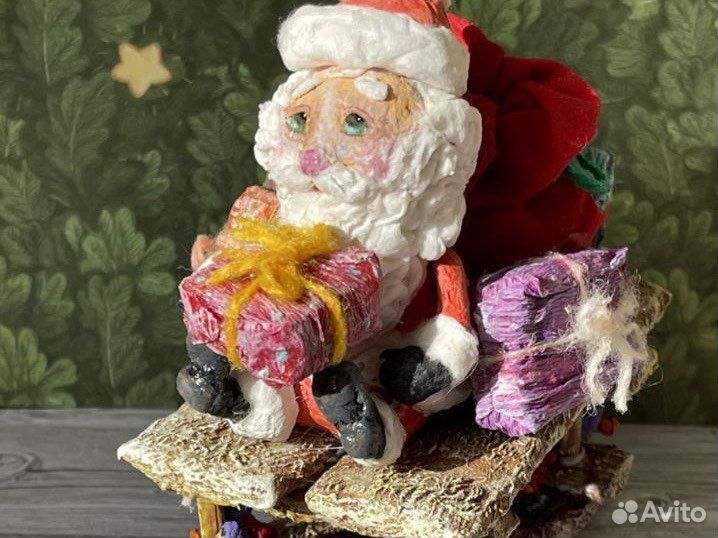 Дед мороз Ватная ёлочная игрушка в стиле СССР