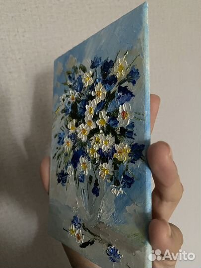 Картина маслом полевые цветы.Миниатюры