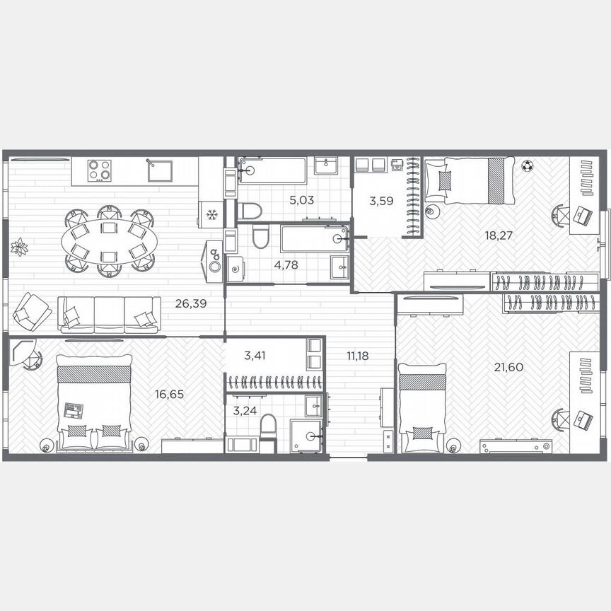 3-к. квартира, 114,1 м², 3/9 эт.