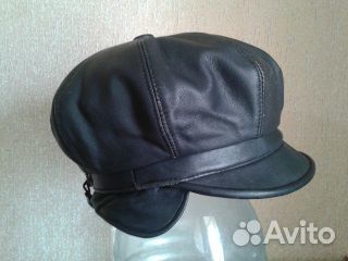Кепка женская кожаная с ушками