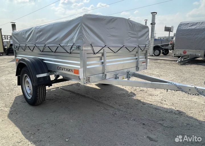 Прицеп Спутник 2,02х1,30м самосвал. С тентом