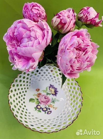 Хлебница и пара фарфоровая розовый букет Апоньи