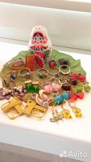 Кольца,серьги,камень,смальта-ссср