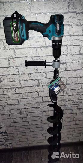 Шнек для ледобура под шуруповерт 130мм с адаптером