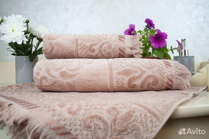 Полотенца Набор комплект махровые велюровые