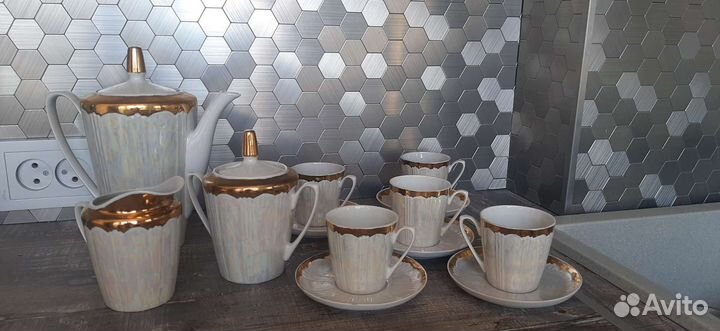 Кофейный набор ссср. Костяной фарфор. Песочное