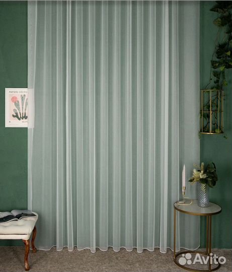 Тюль Бамбук молочный