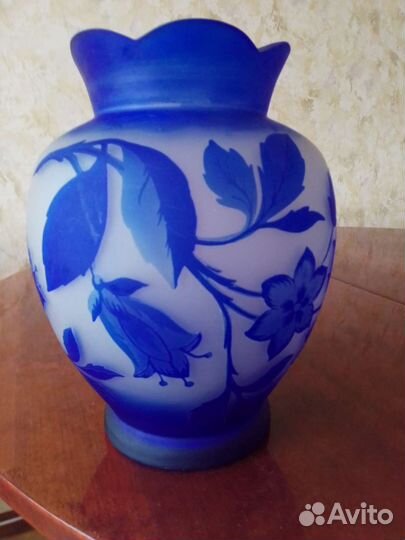 Ваза синее стекло СССР