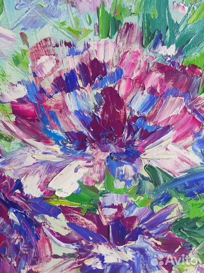 Яркая картина маслом Цветы пионы в наличии