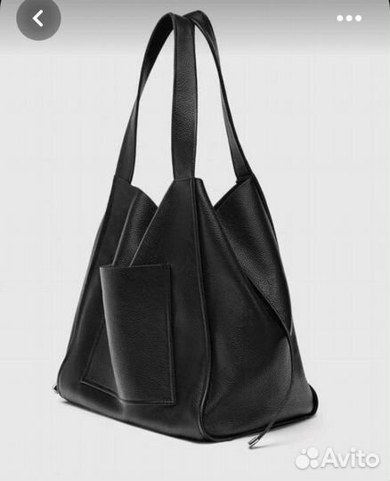 Кожаная сумка шопер Zara