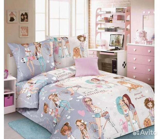 Белье постельное 1,5 сп, поплин, хлопок 100