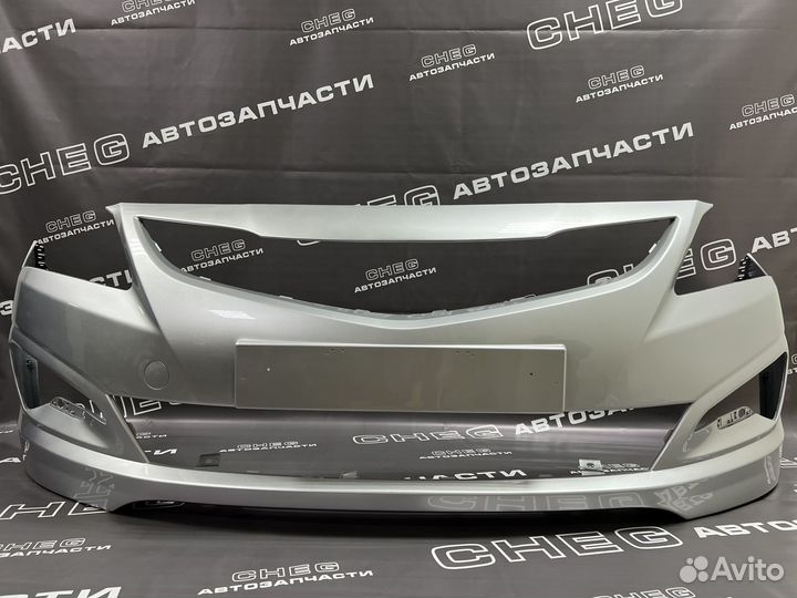 Бампер передний Hyundai Solaris 2015 Серебристый