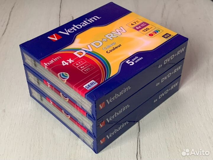 DVD+RW 4.7GB 4x Colour 3х5 шт