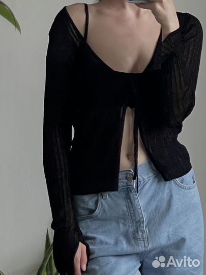 Топ шторка befree и брюки Lime xxs чёрные