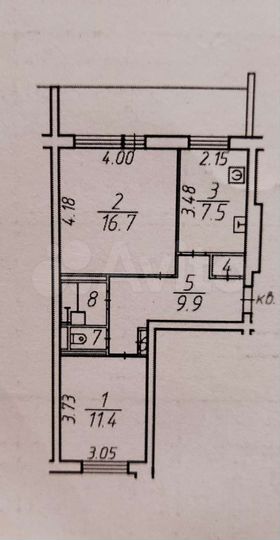 2-к. квартира, 50 м², 1/5 эт.