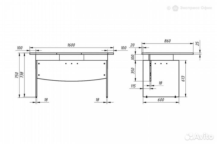 Стол письменный эргономичный левый Offix-new ocet 169(L)