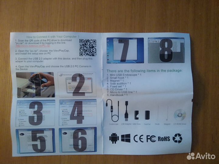 USB/Micro эндоскоп Endsc 1 метр ip67 с подсветкой