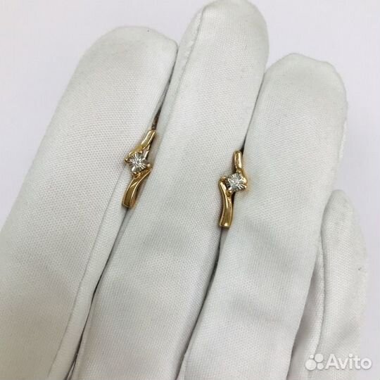 Серьги с природным камнем Золото