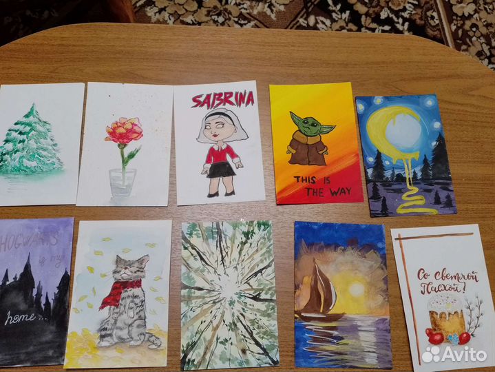 Открытки. Акварель и гуашь