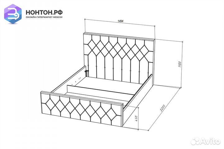 Кровать Мишель велюр индиго