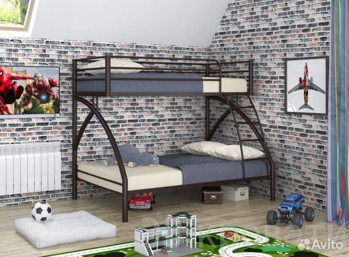 Металлическая двухъярусная кровать Цвет-черный