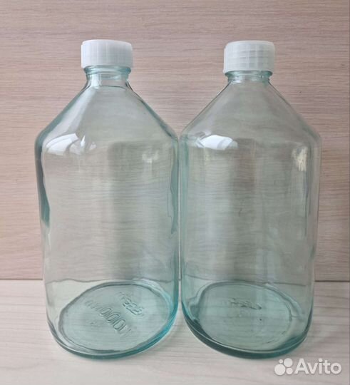 Бутыль бутылка химическая прозрачная 1л стеклянная