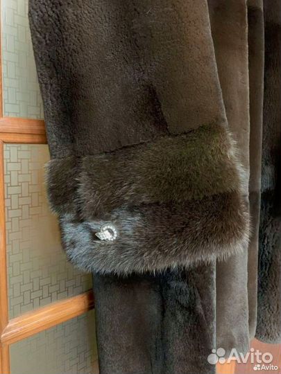 Шуба стриженный бобер, с отделкой норкой