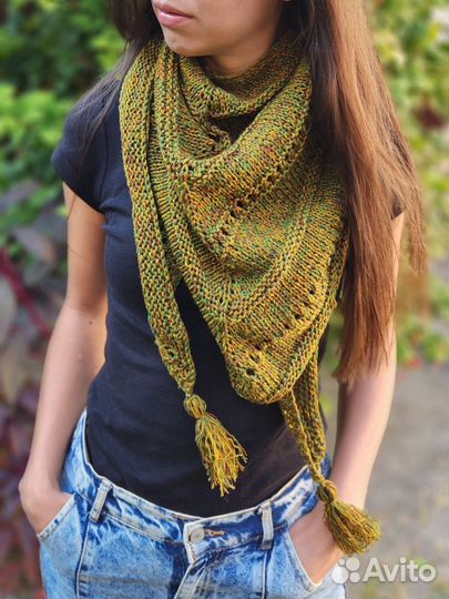 Шарф ручной вязки, бактус, шаль, косынка