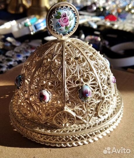 Колокольчик Ювелирный из Скани с Финифтью Серебро