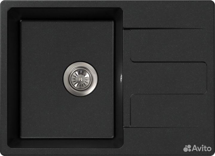 Мойка кварцевая 69х50 искристый черный