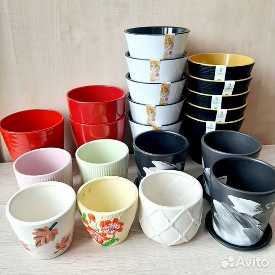 Кашпо горшки для цветов керамика пластиковые